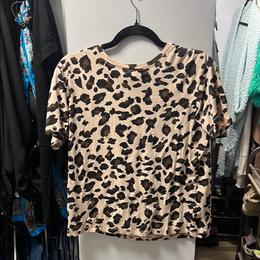 Brunette The Label Cream and Black Boxy Short Sleeve Tee